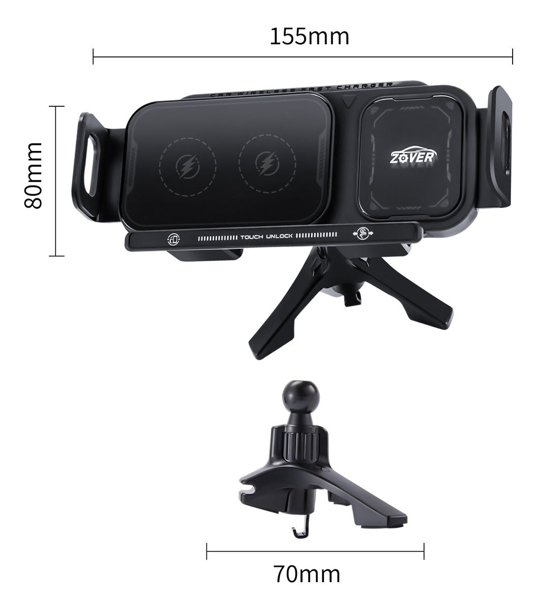 Suporte Celular Veicular - Carregador por Indução e Fixação 360° Automática