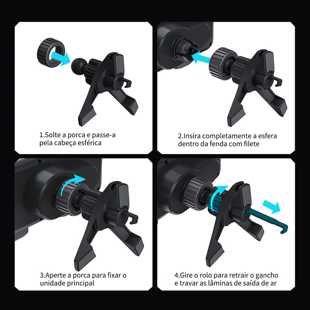 Suporte Celular Veicular - Carregador por Indução e Fixação 360° Automática