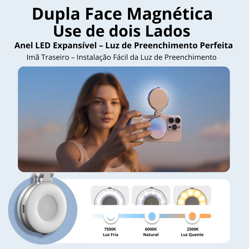 Grip Suporte Magnético Inteligente TELESIN P1-MP-10 para Fotos e Vídeos com Luz e Controle Remoto