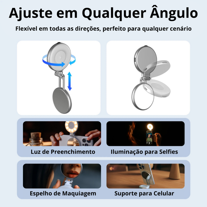 Grip Suporte Magnético Inteligente TELESIN P1-MP-10 para Fotos e Vídeos com Luz e Controle Remoto