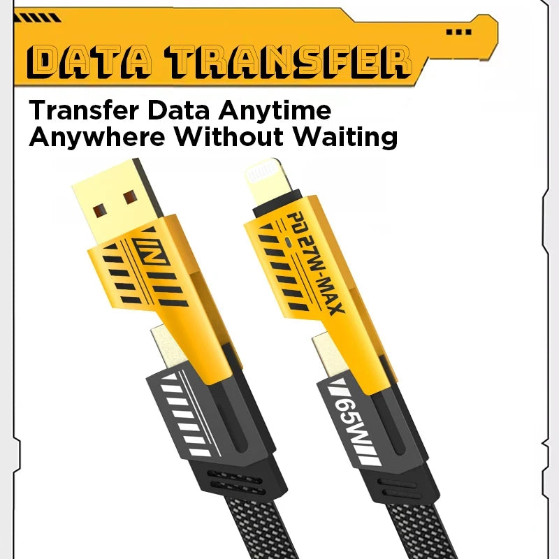 Cabo de Carregamento Rápido 4 em 1 – Universal, Compacto e Seguro