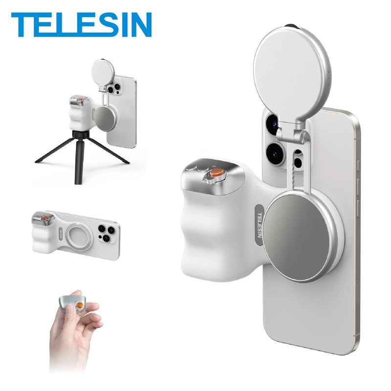 Grip Suporte Magnético Inteligente TELESIN P1-MP-10 para Fotos e Vídeos com Luz e Controle Remoto